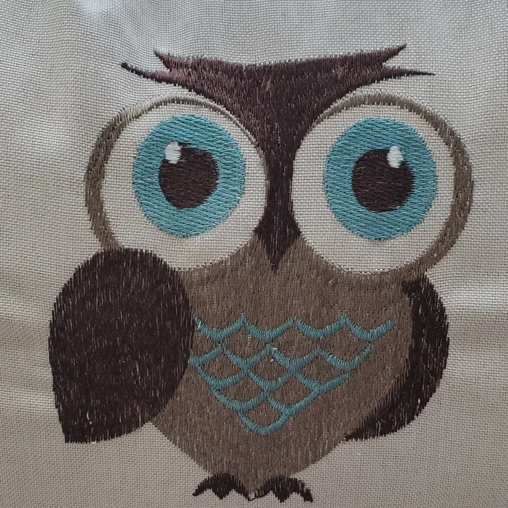 Three Embrodery Fall Owls Throw Pillow 23 X 13